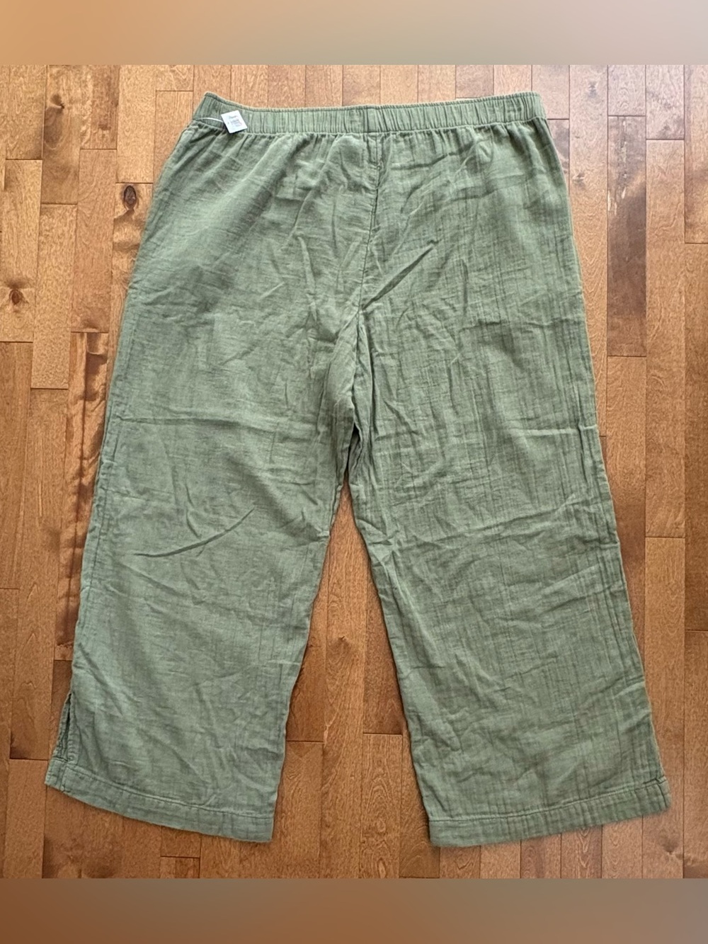 Old Navy High-Rise Wide-Leg Cotton Linen-Look Pants Sage Green Size XXL - Picture 2 of 5